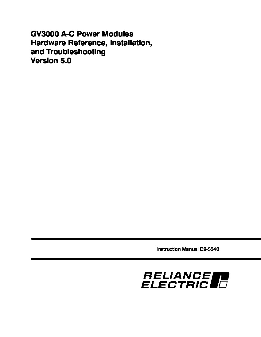 First Page Image of 3V4150 GV3000 AC Module Hardware Installation Manual D2-3340.pdf